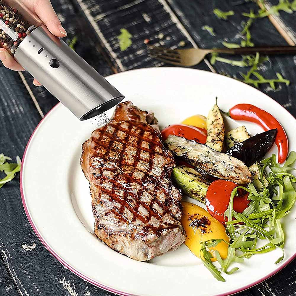 Elektrische Salz Pfeffer Schleifer USB Aufladbare Pfeffermühle Einstellbar Grobheit Automatische Gewürz Fräsen Maschine Küche BBQ Werkzeug