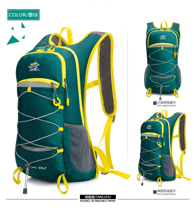 Lauf Marathon- Tasche TANLUHU 674 Nylon 25L Sport Tasche Radfahren Rucksack Für 2L Wasser Tasche Ich bin Freien Klettern Wandern Tasche: Grün 2 Nein Wasser Tasche