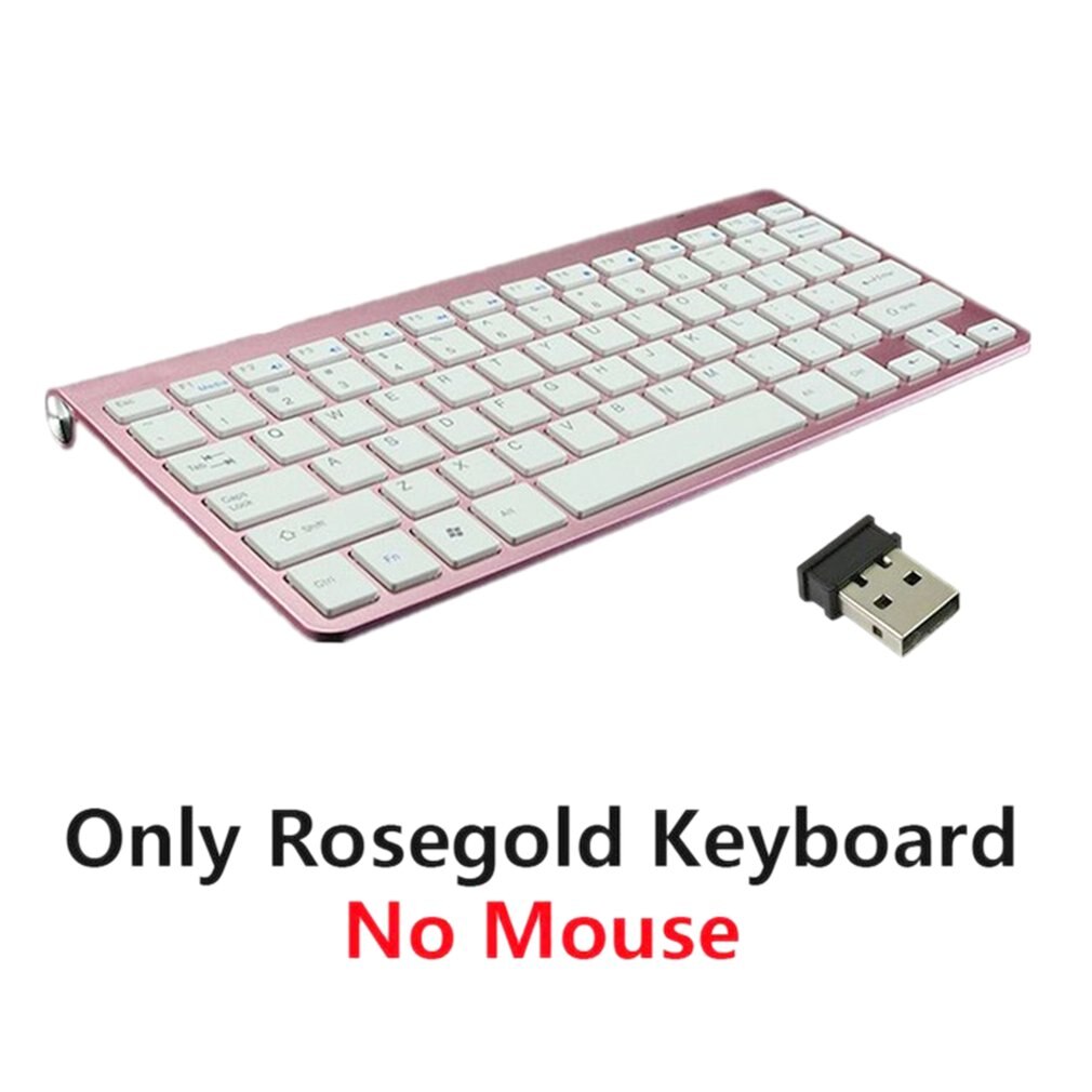 2.4g draadloze toetsenborden en muizen mini multimedia toetsenbord muis combo set voor notebook laptop mac desktop pc tv: Toetsenbord roségoud
