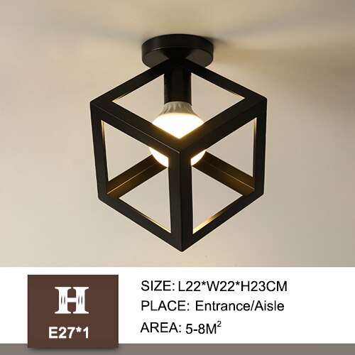 Jerngang loftslamper minimalistisk nordisk vintage balkon,køkken loftlampe foyer jern indgang små loftslamper: H