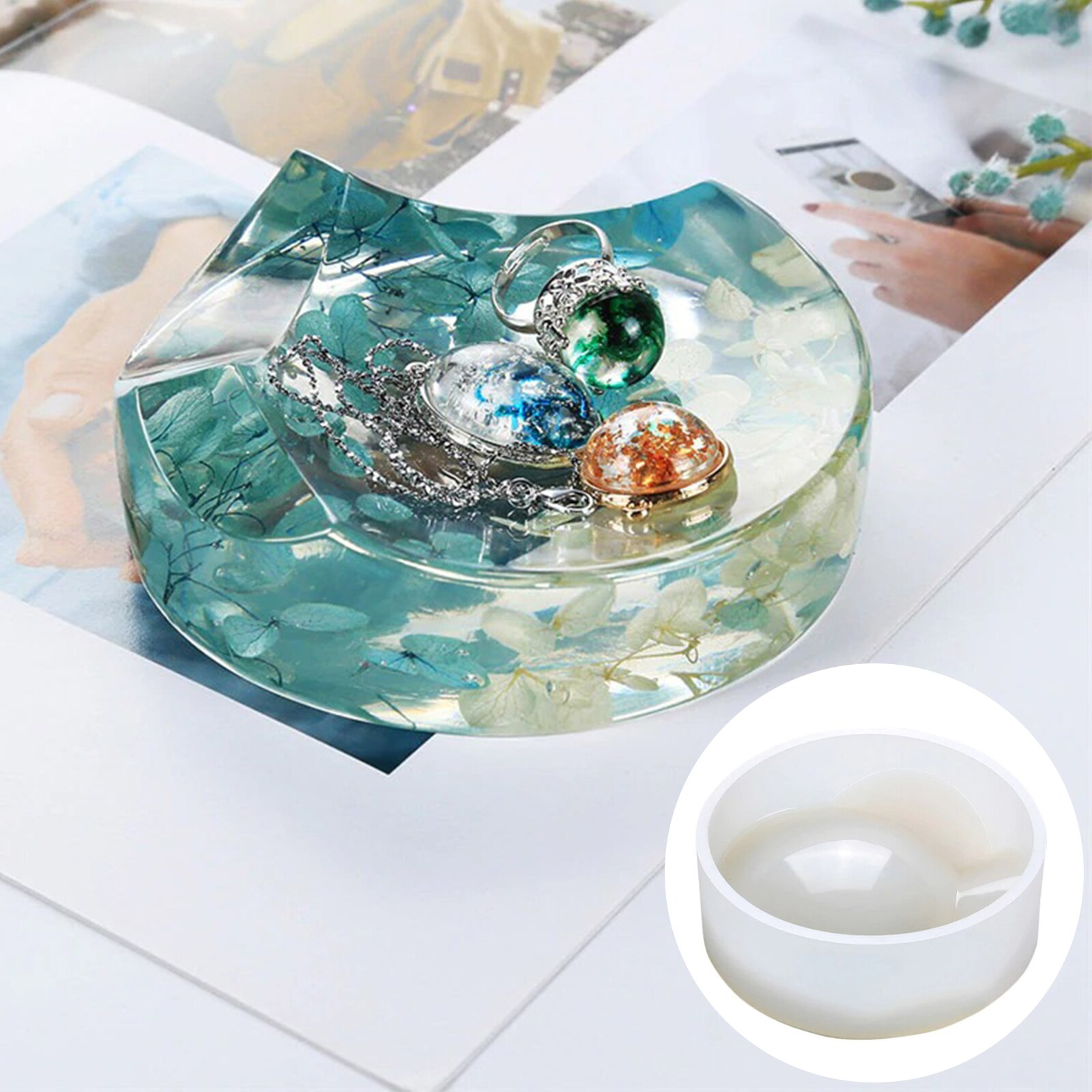 Siliconen Epoxy Mallen Hars Asbak Craft Diy Hars Mold Schedel Hart Plein Mold Diy Kristal Uv Sieraden Maken Gereedschap: Storage desk 10cm