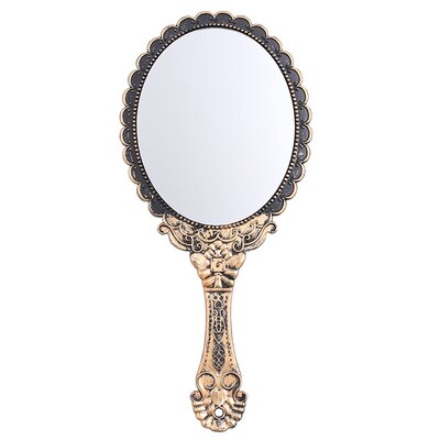 Ovalt håndspeil vintage håndholdt speil med håndtak baderomssminke kosmetisk speil reisespeil dekorativt: Bronse