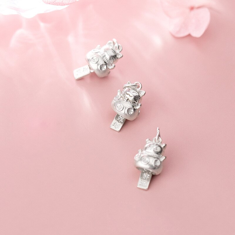 925 Sterling Zilveren Geluk Elk Jaar Chinese Zegen Fortune Cat Charms Vrouwen Mannen Sieraden Lucky Zilveren Hangers Diy Ambachten