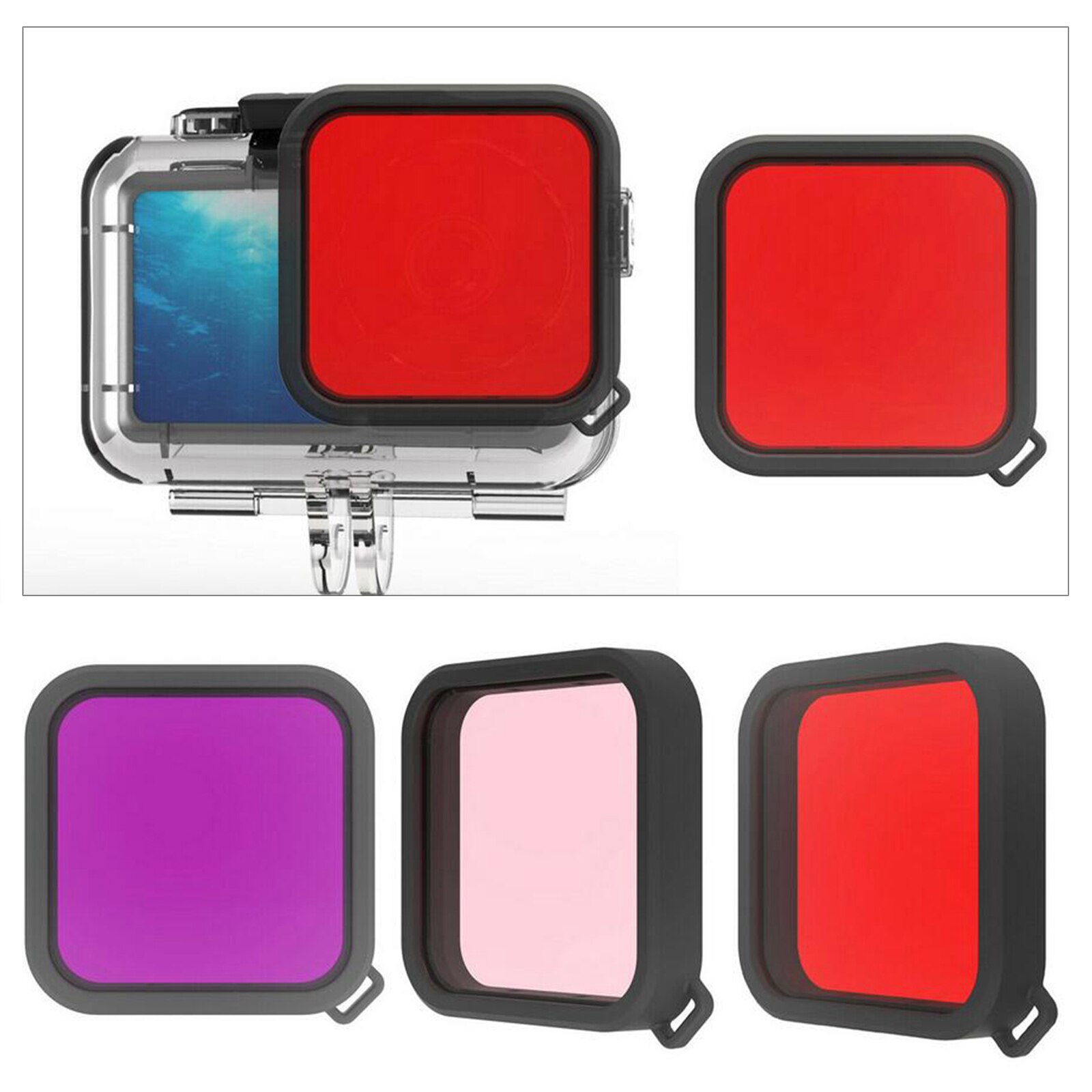 Custodia impermeabile custodia subacquea custodia filtro obiettivo per DJI Action accessori fotocamera rosso/rosa/viola