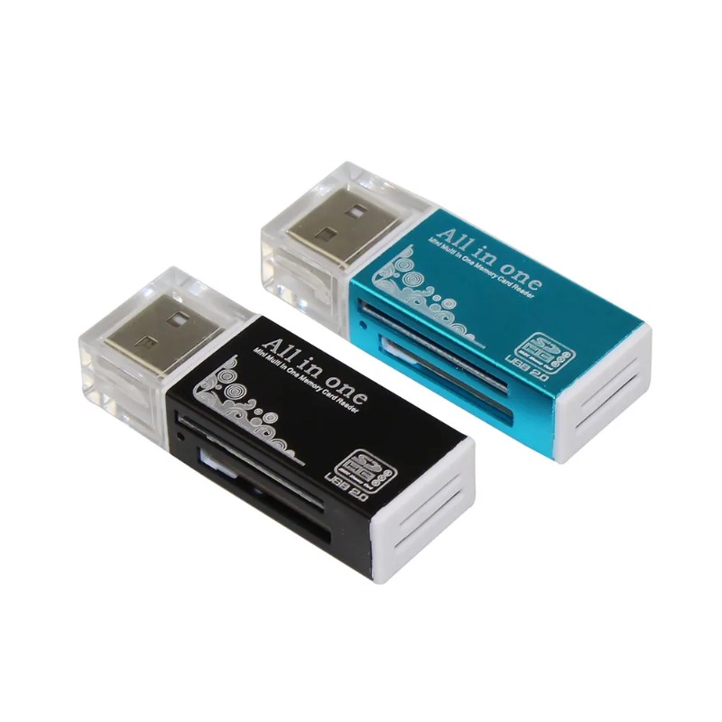 1 st kortläsare tiny usb 2.0 alla  in 1 multi minneskort läsare adapter för micro sd sdhc tf  m2 mmc 2 färger