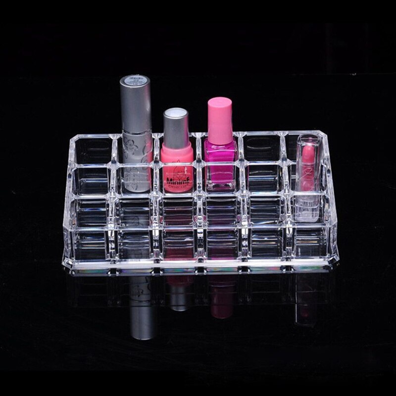 Klar akryl plast læbestift holder neglelak stativ kosmetisk prøve opbevaring 36 gitre makeup værktøj hylde multi organizer
