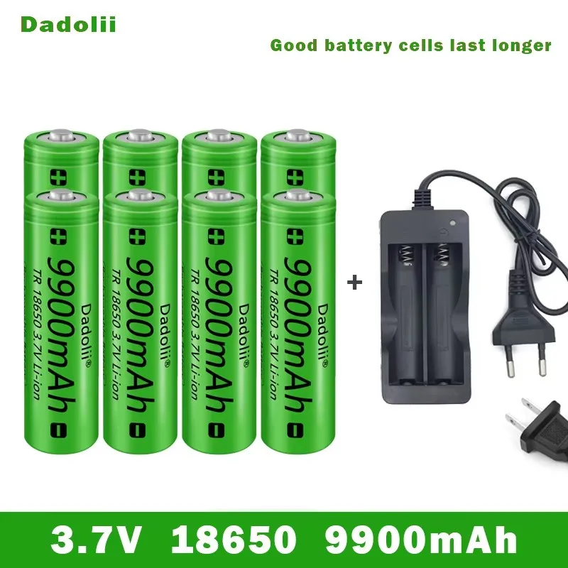 18650 Battery Rechargeable Battery 3.7V 18650 9800mAh Capacity Li-ion Rechargeable Battery For Flashlight Torch Battery+Charger: Gold