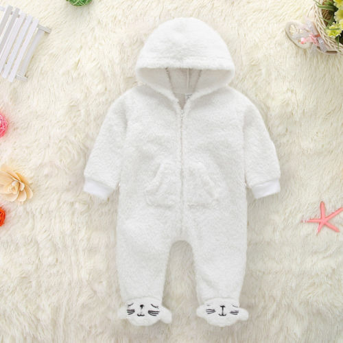 Winter Pasgeboren Baby Meisje Jongen Footies Outfits Kleding Hoodie Hooded Baby Jumpsuit Kid Kleding 0-12 Maanden