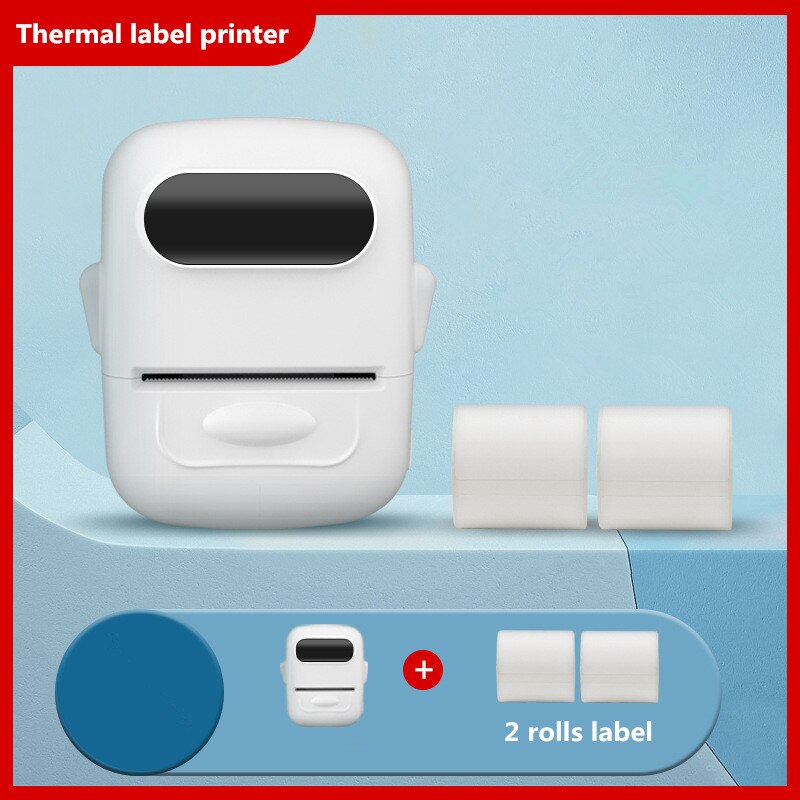 P50 Office Home Retail Price Barcode QR Code Sticker 50mm Width Portable Bluetooth Thermal Label Printer: printer and 2 rolls