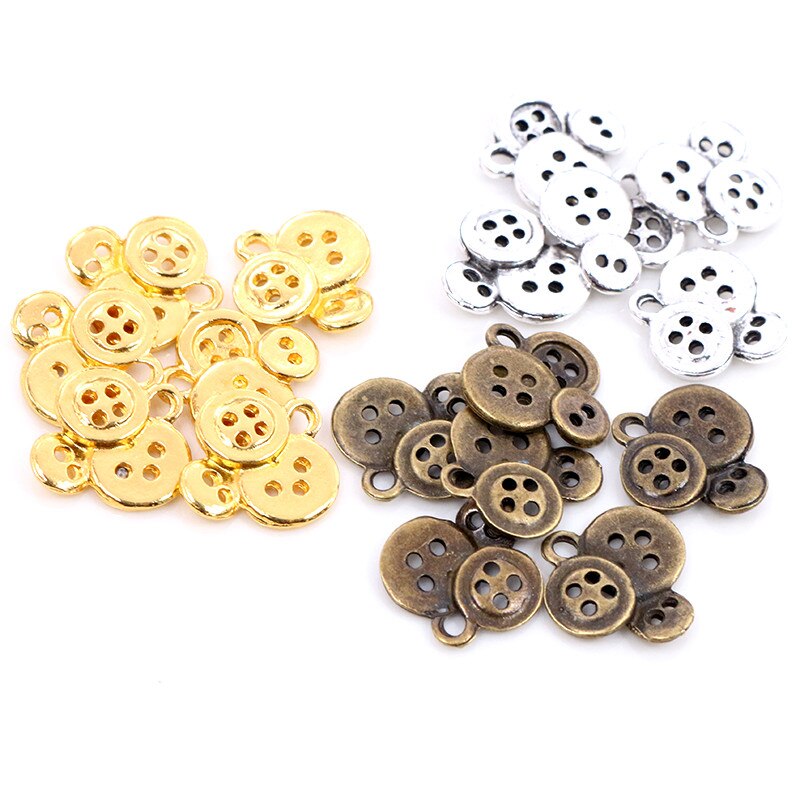 15X14Mm 20Pcs Antiek Brons Goud Zilver Plated Knop Handgemaakte Charms Hanger Diy Voor Armband Ketting Sieraden maken Bevindingen: Mixed