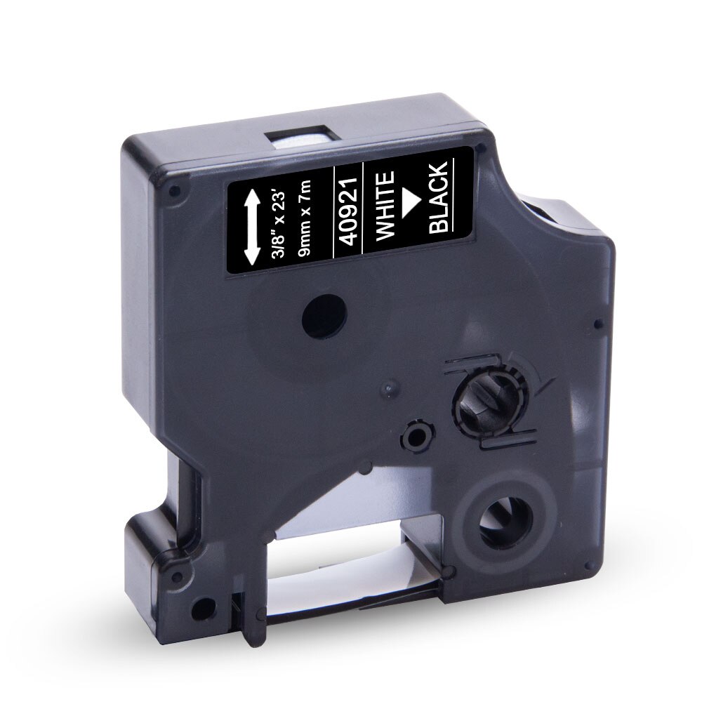 Uniplus 40910 40913 40916 40917 40918 40919 40921 etiketmaskine til dymo  d1 lm260d pnp etiketprinter 9mm blå rød gul tape: Hvid på sort