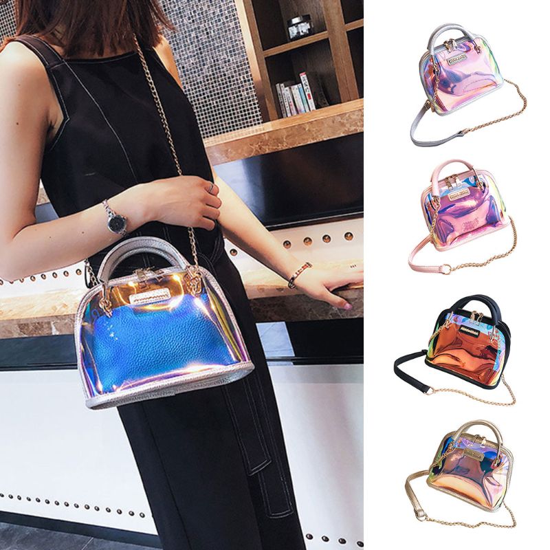 Vrouwen Holografische Transparante Kleine Handtas Satchel Messenger PVC Crossbody Schoudertas Purse