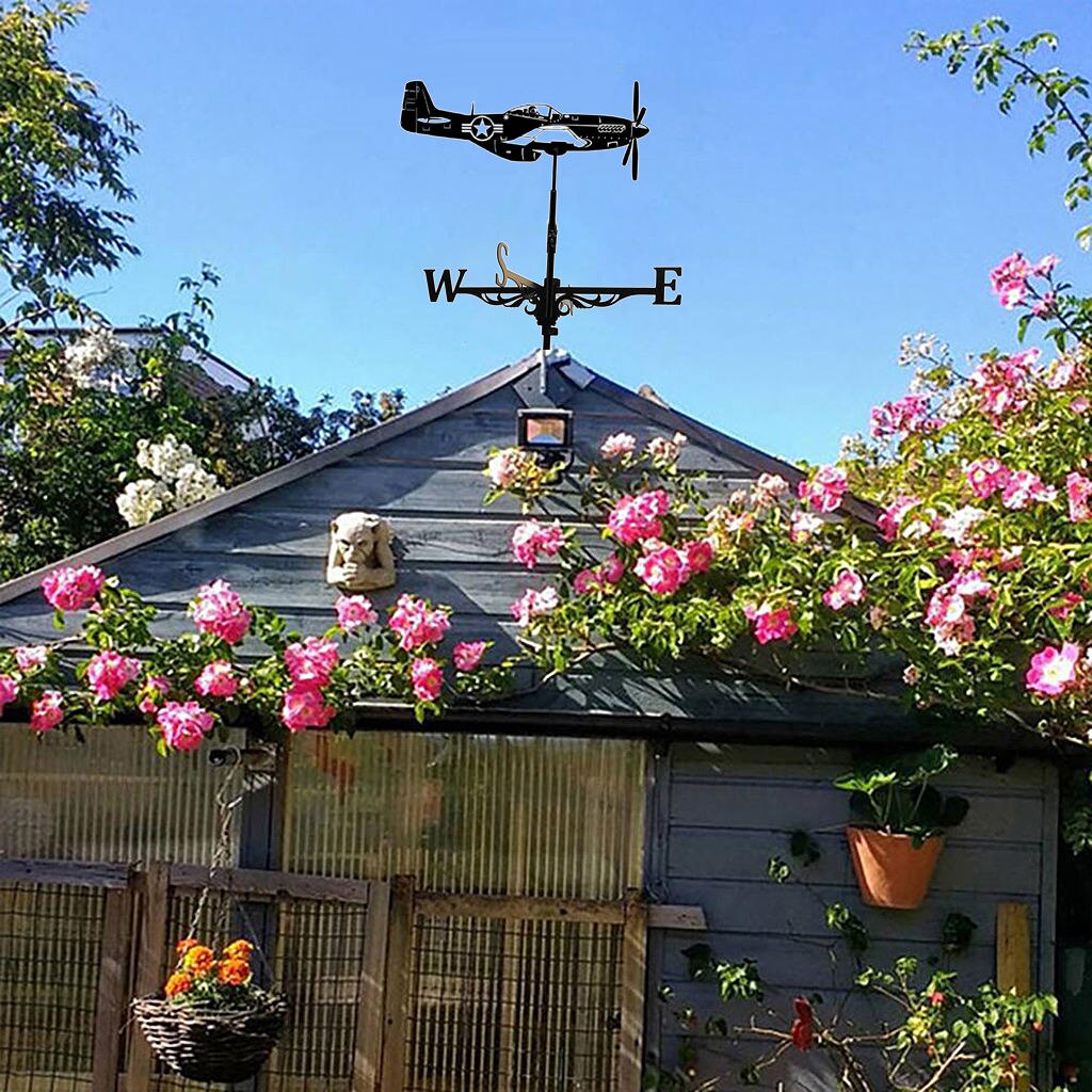 Stainless Steel Weather Vane Roof Mount Scene Wind Direction Indicator Kit Outdoor Metal Bracket Weathervane Patio Farm Yard: Battleship