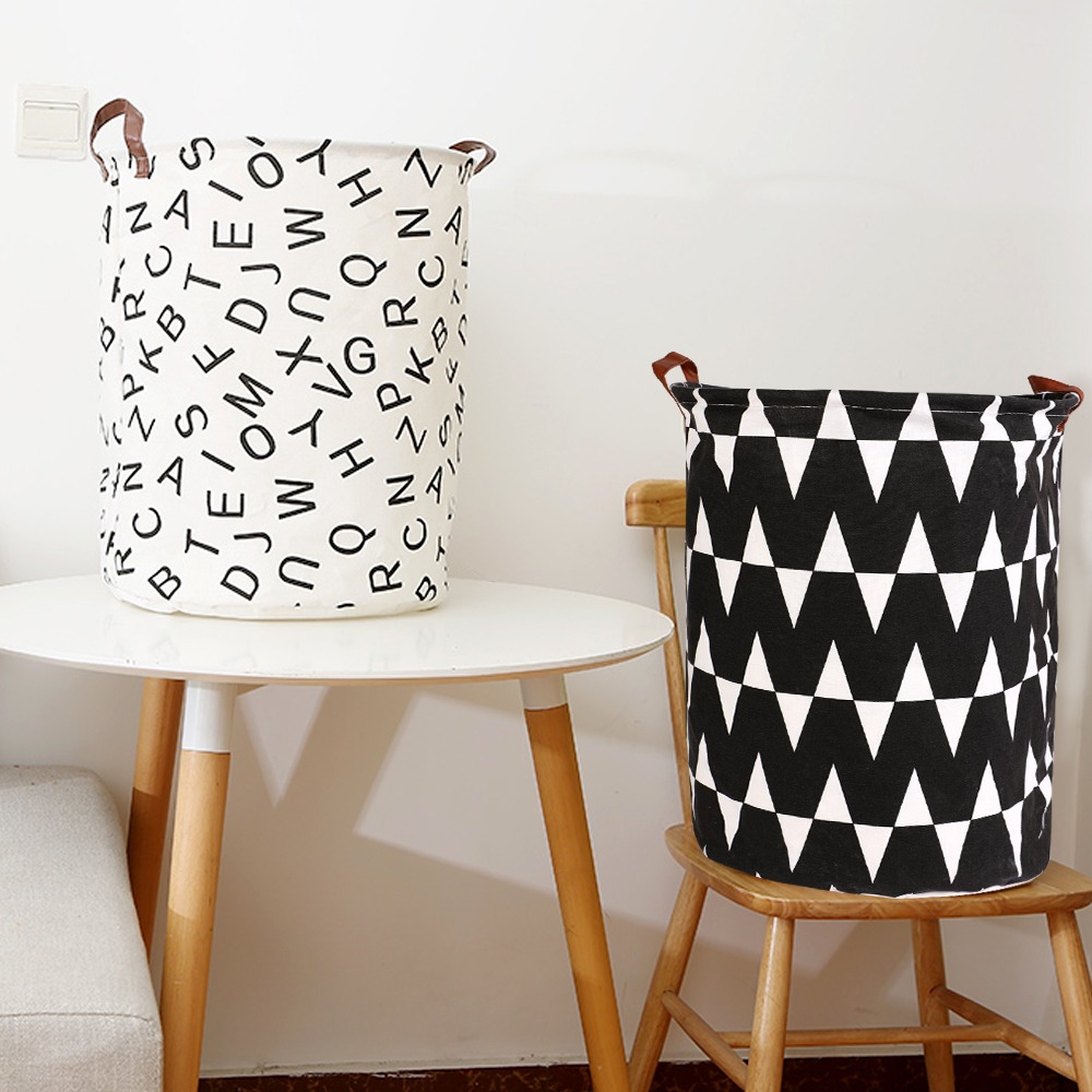 Panier de rangement rond large, sac à linge, bac d'organisation, pour vêtements, jouets, rabattable avec une grande capacité, 1 pièce