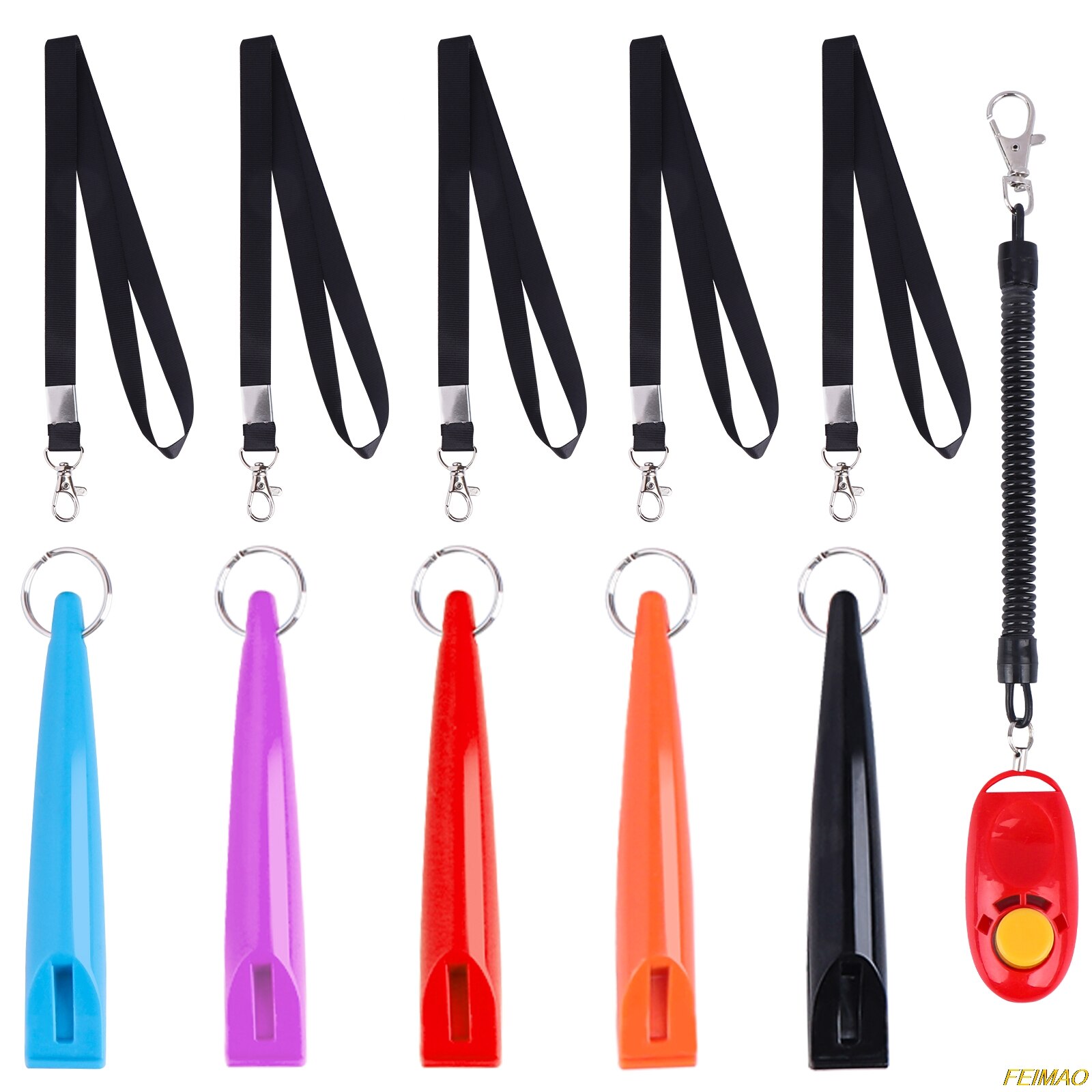 Dog Training Set, 5 Pieces Dog Whistles and Dog Training Clicker with Lanyard