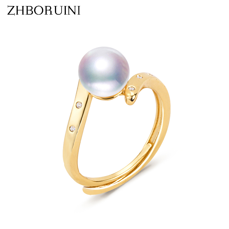 Zhboruini Verkoop Echte Natuurlijke Parel Ring Ins Persoonlijkheid Eenvoudige 14K Gold Gild Engagement Ring Sieraden Voor vrouw