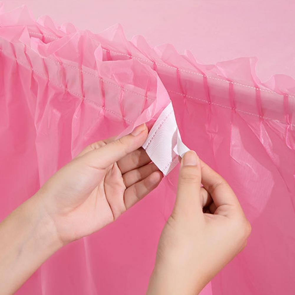 Tableskirt Innovative PEVA Lightweight Self-adhesive Oil-proof Table Skirt for Party Desk Skirt Table Skirt