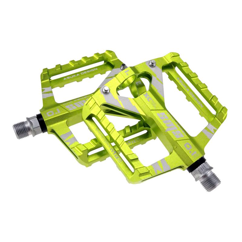 Pedais de bicicleta plana mtb rolamentos estrada pedais mtb mountain bike ciclismo pedais de largura acessórios da bicicleta parte livramento dropshipping: green