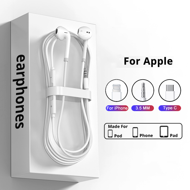 Originele Bedrade Lightning Oortelefoon Voor Apple iPhone 14 13 12 11 Pro Max Mini X XS XR X 7 8 6 Plus SE Hoofdtelefoon Accessoires