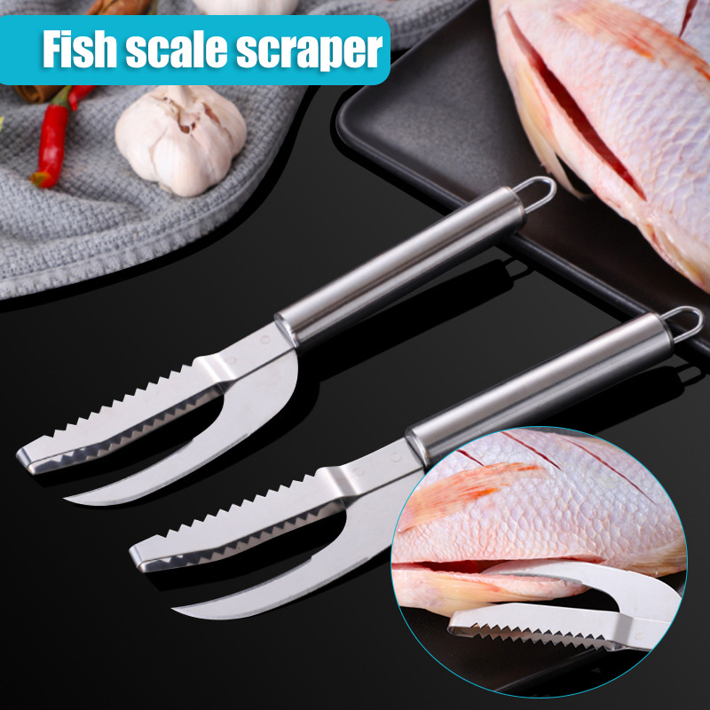 3-in-1 Fish Scale Cutter Stainless Steel Clean Fish From Scales Open Belly &amp; Dig Out Fish Cleaning Kitchen Tools Accessories