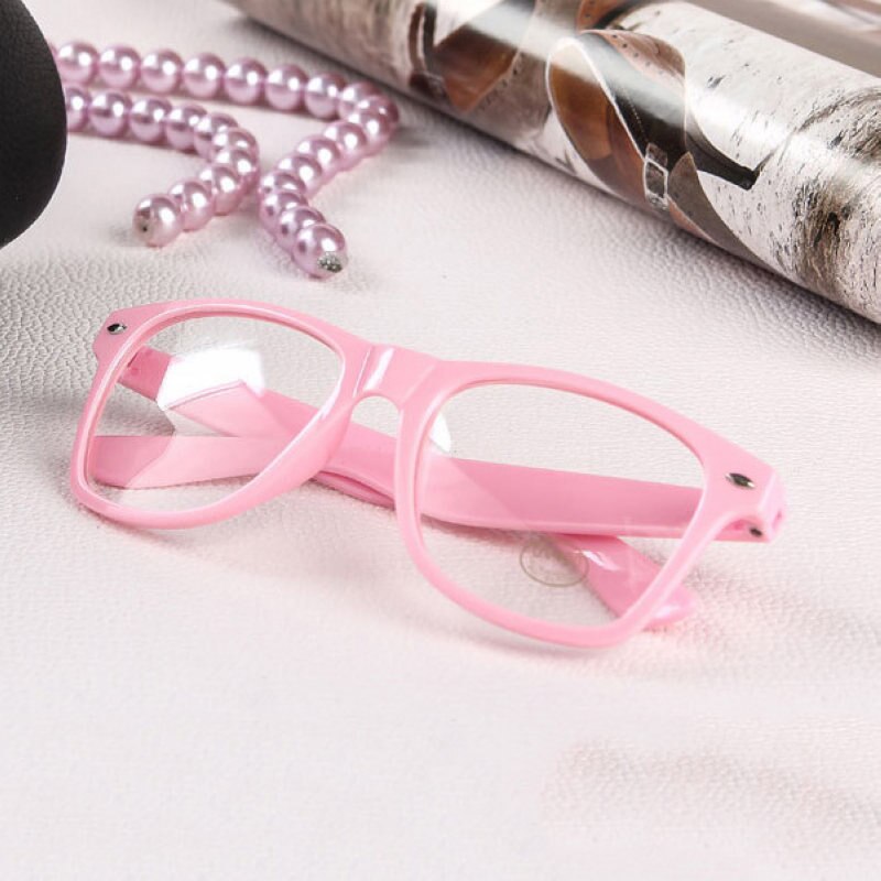 Mayitr 1pc Nerd Clear Glasses Clear Lens Geek Glasses 16 Colors Plain Mirror Plastic Full frame Eyeglasses Eyewear: pink