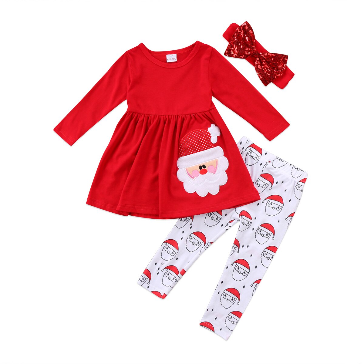 Amerikaanse kerst kinderen kerst baby meisjes outfits kleding t-shirt tops jurk + broek set: 7