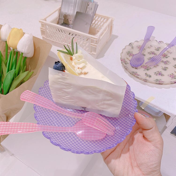 Plateau à Dessert en plastique, plat à gâteau en acrylique, motif de grille, assiettes florales, décoratives, fête de mariage, anniversaire, assiette à fruits cuillère fourchette