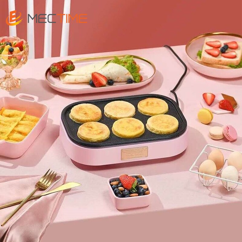 6-Holes Multifunction Electric Egg Fryer Breakfast Pot Burger Machine Non-stick Pan Household Frying Pan