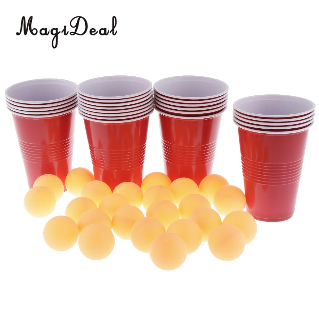 24 Red Cups & Yellow Ping Pong Balls Beer Pong Set Entertainment & Game