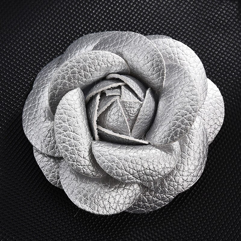 Koreaanse Handgemaakte Pu Leer Camellia Bloem Broche Boutonniere Revers Pin Sieraden Broches Corsage Voor Vrouwen Accessoires