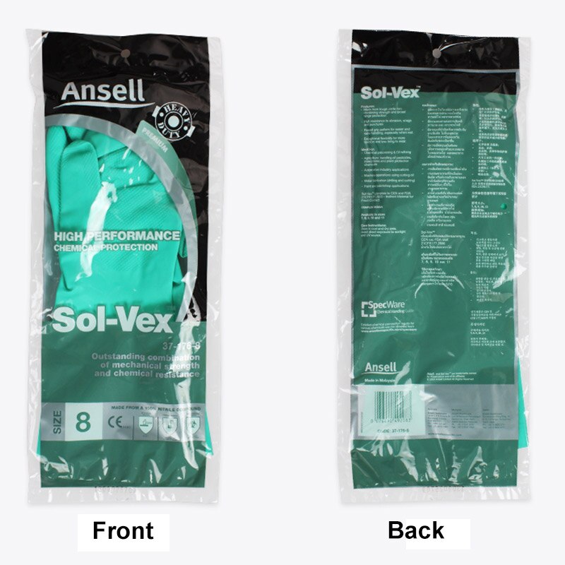 Ansell Acid and Alkali Resistant Safety Gloves Waterproof Anti-Skid Latex Gloves CE Certification Chemistry Laboratory Protect