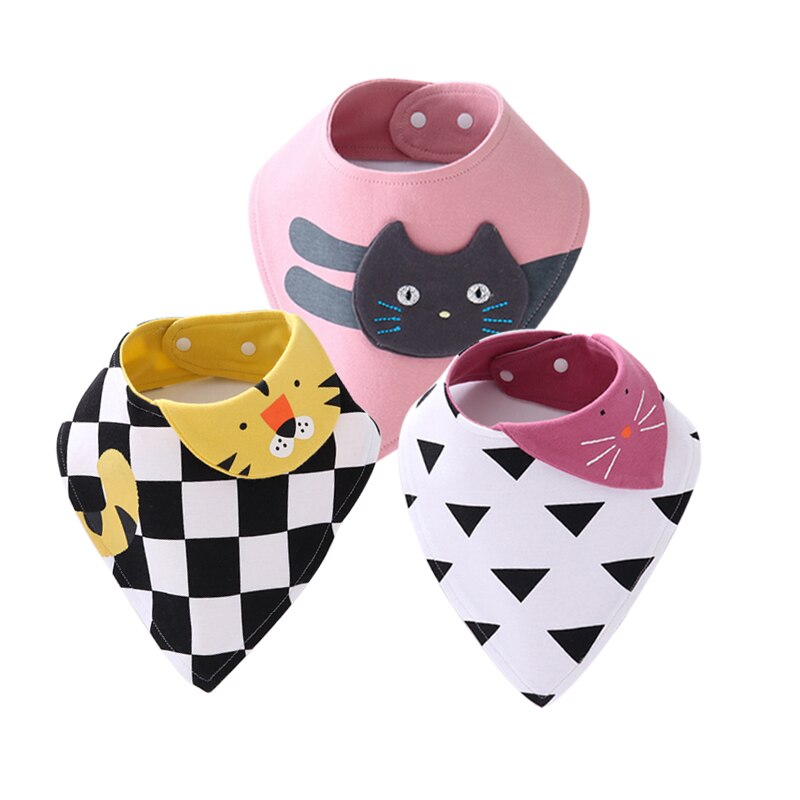 1/3 stuks baby katoenen bandana slabbetjes jongen meisje babador voedingsschort baby boerdoeken cartoon speeksel handdoek winter sjaal babyspullen: Roze geometrische set