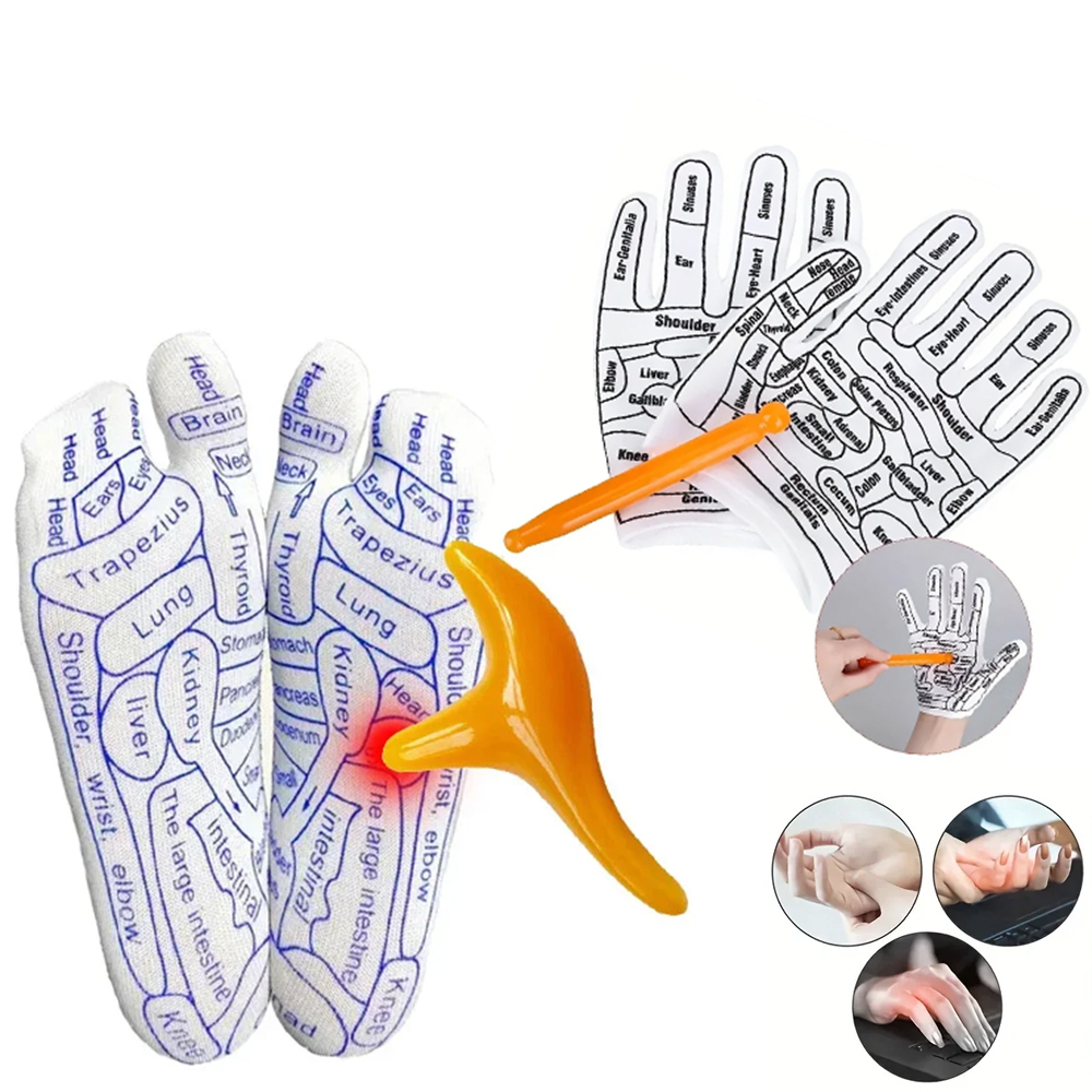 6 pièces gant d'acupoint pied acupression chaussette massage chaussette Massage soulager fatigué masseur réflexologie chaussettes pied physiothérapie