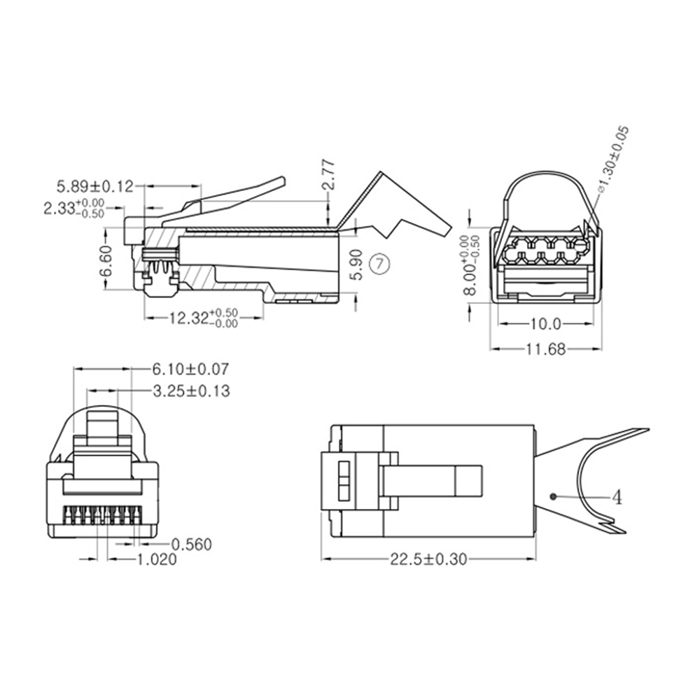 RJ45 Connector Network Cable Connector 1/10pcs Cat6a Cat7 RJ45 plug shielded FTP 8P8C Network Crimp Connectors