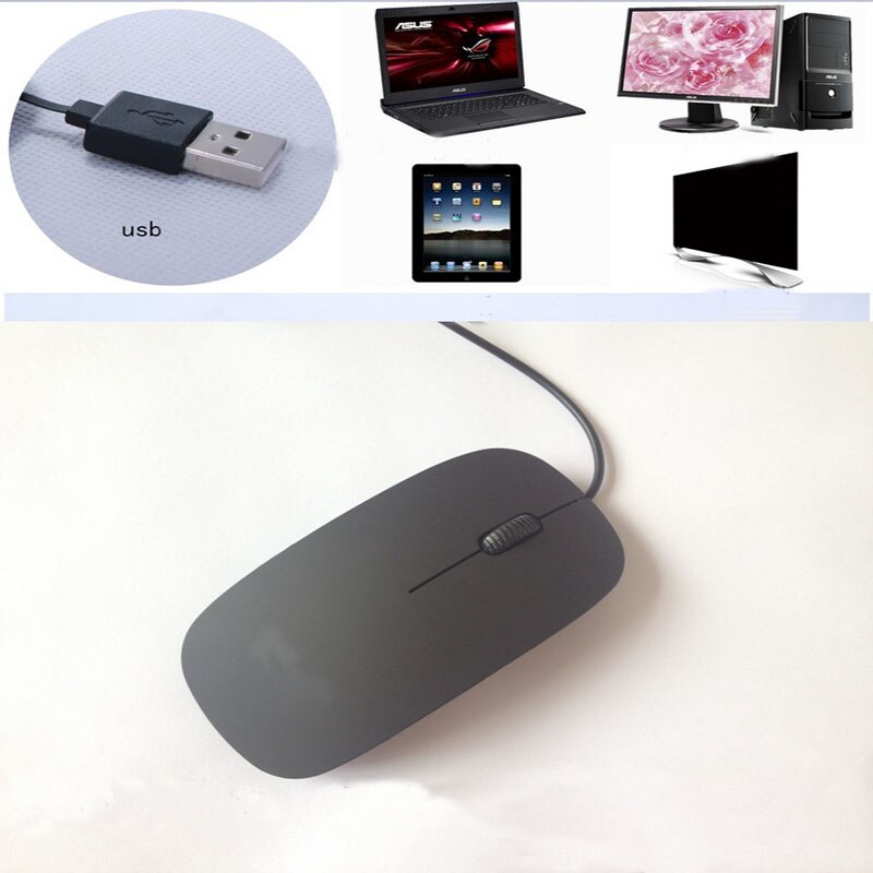Ultra thin USB2.0 wired optical mouse 1200dip 3 button Mice USB for Computer PC Laptop black white