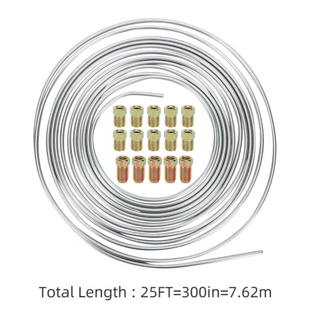 25 Ft 3/16 Brake Line Replacement Tube Tubing Galvanized Steel Brake Line Tubing Easy Bending Brake Line Coil for Manufacturing