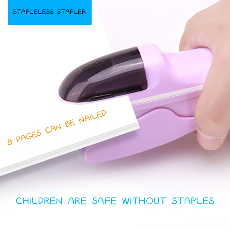 Stapler Needle-Less Stapler Hand-Held Mini Office Supplies For Students Safe And