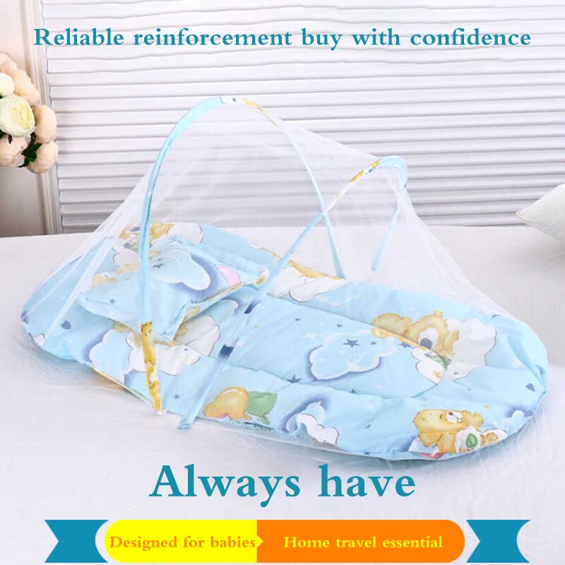 Cama plegable portátil para bebé, tienda de campaña con mosquitera y cremallera de puntos, cojín para dormir, mosquitera plegable para el cuidado del bebé