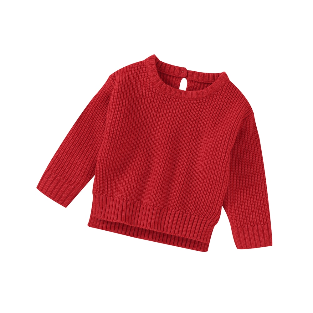 WenaZao, Otoño, recién llegados, niño pequeño, recién nacido, niñas, Tops tejidos, suéteres de cuello redondo de manga larga, camiseta roja de invierno