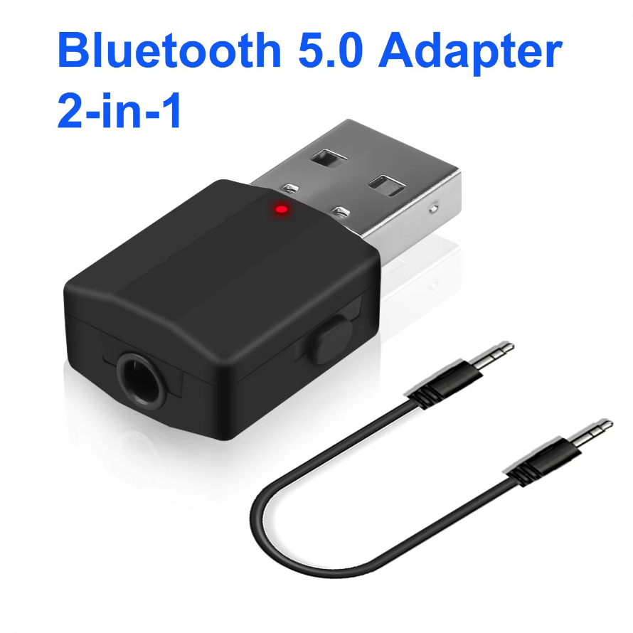 Ricevitore trasmettitore Bluetooth USB Adattatore Bluetooth USB wireless 2 in 1 Jack AUX da 3,5 mm per PC Musica per auto Cuffie TV stereo AUX: Default Title