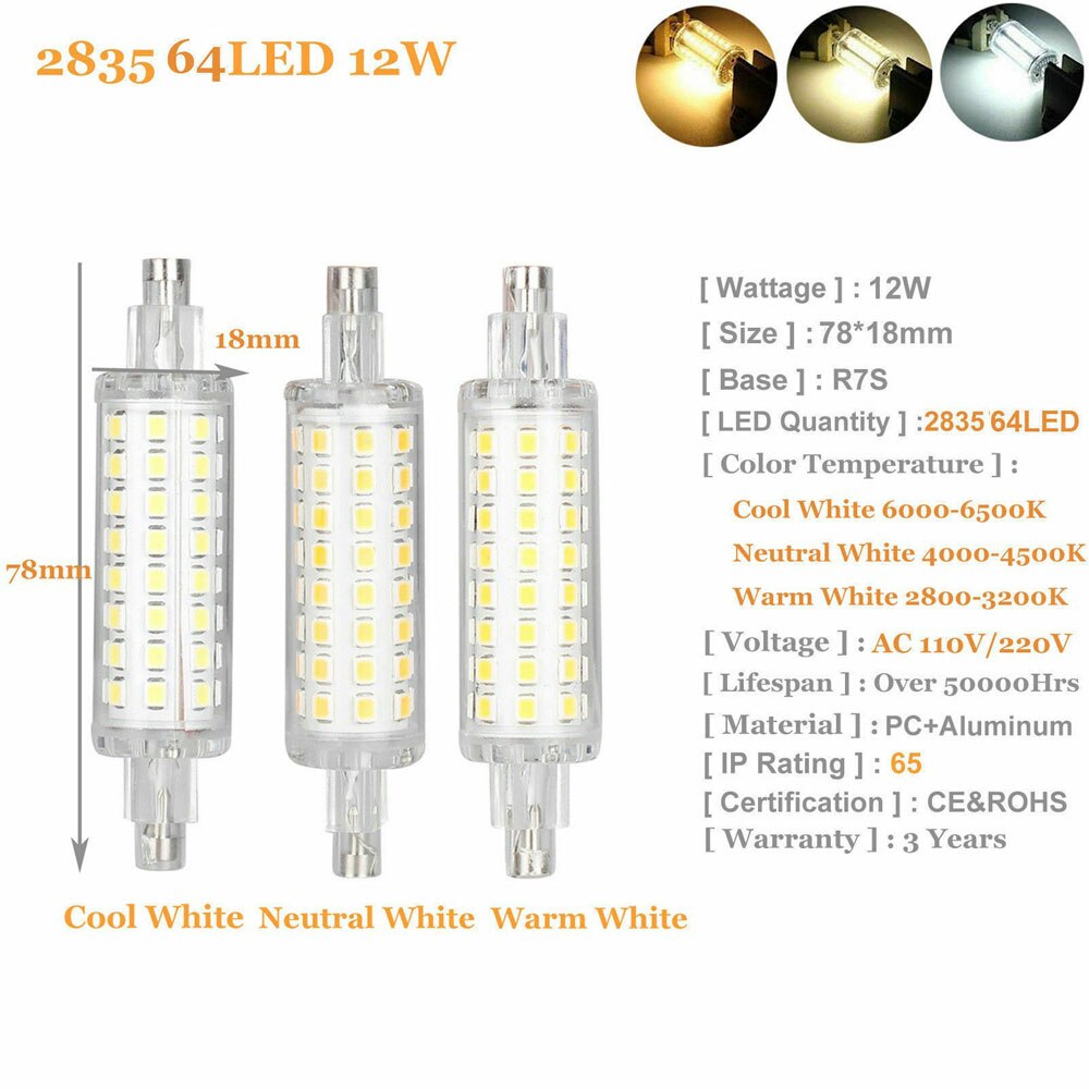 Dimmbare R7s LED J78 J118 7W 12W 15W 20W COB SMD 2835 Mais Lampen Keramik Glas rohr Licht Ampulle Ersatz Halogen Bombillas