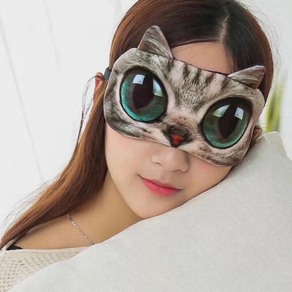 Cute Cat Sleep Mask Eye Mask Eyeshade Cover Shade Natural Sleeping Eye Patch Women Men Soft Portable Blindfold Travel Eyepatch