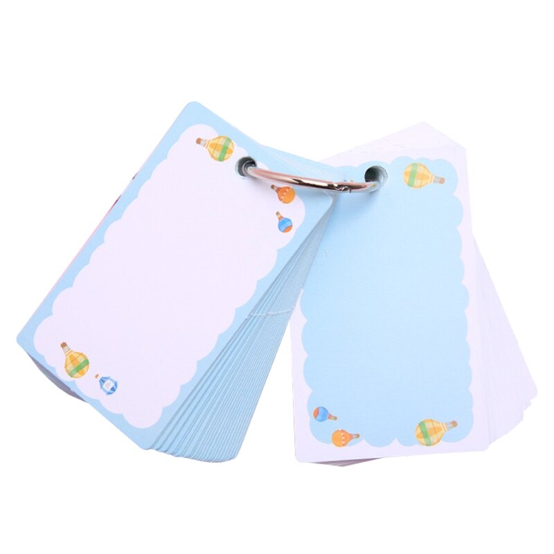 Blank Index Card Flash Cards Note Paper Set with Binder Ring Refillable for Kids