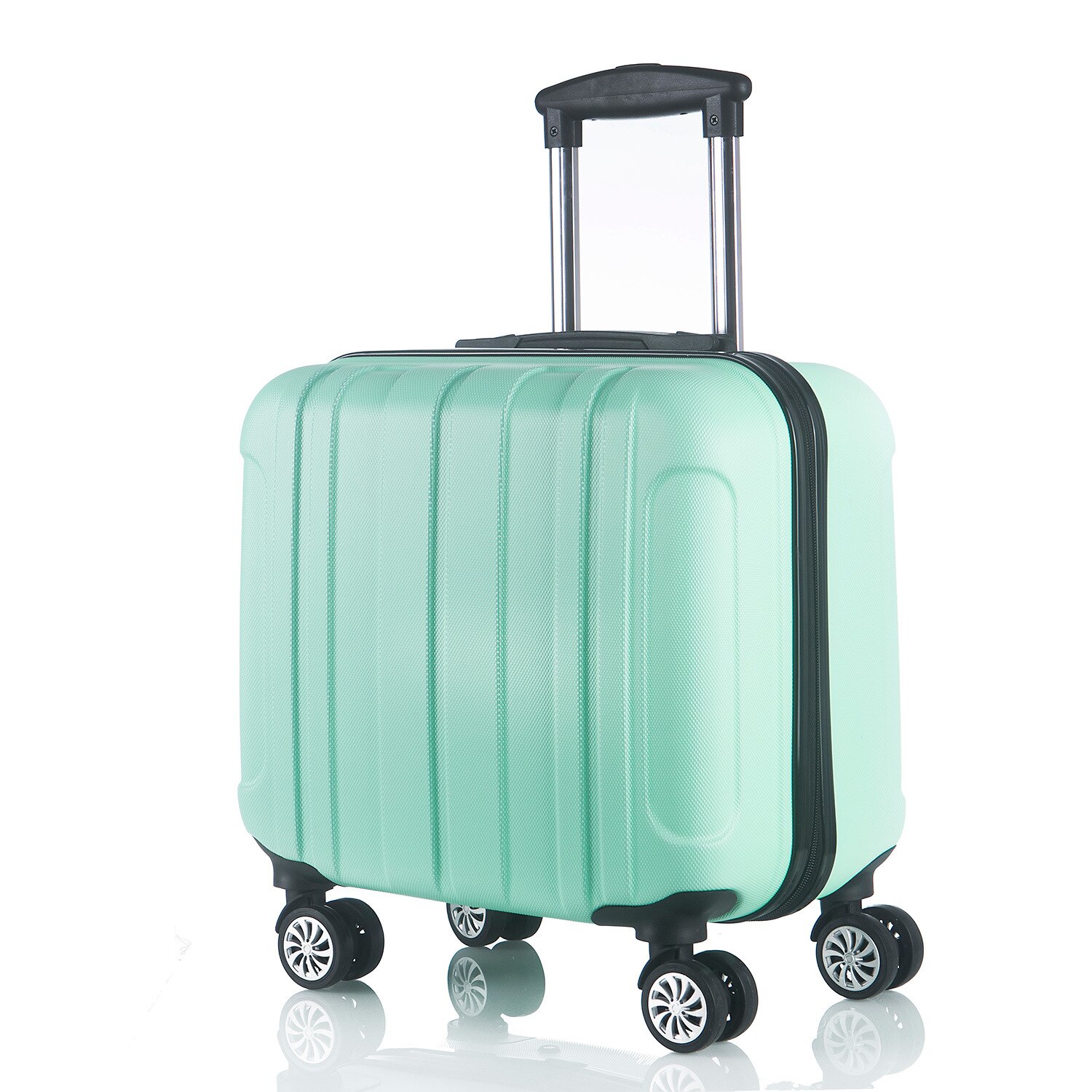 Business travel small suitcase 16 inch stewardess boarding case universal wheel 17 inch trolley case male and female code lock: Mint Green