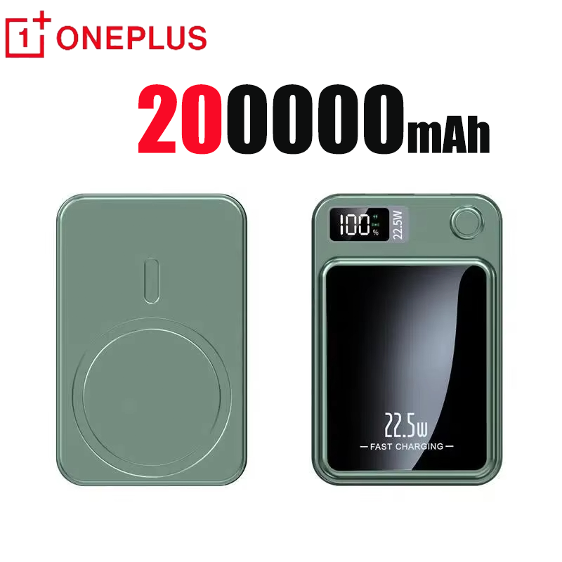 Oneplus 200000mAh Draadloze Magnetische Power Bank 22.5W Snel Opladen Draagbare Externe Batterij PowerBank Magsafe voor iPhone Huawei: YELLOW