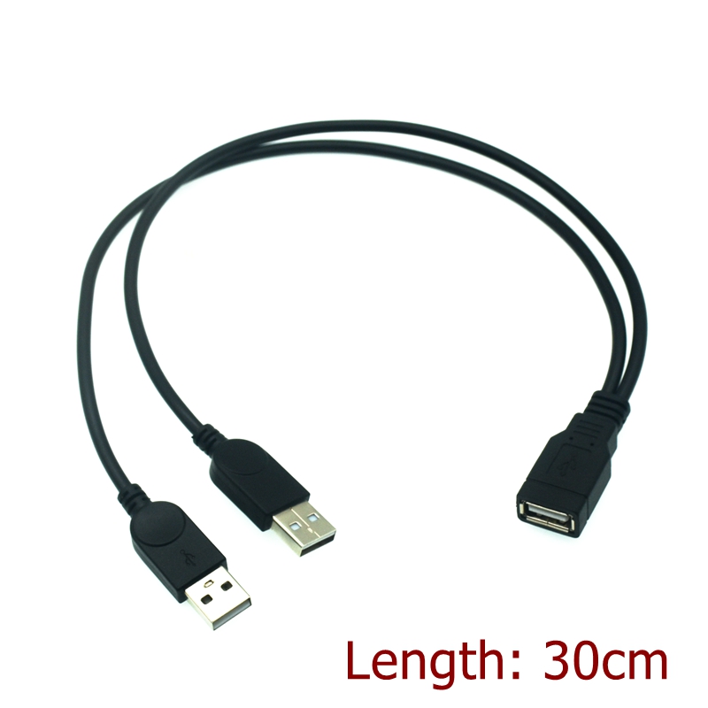 USB 2.0 A 1 Stecker auf 2 Dual USB Buchse Daten-Hub Netzteil Y-Splitter USB-Ladung-Stromkabel Kabel Verlängerungskabel 30 cm: WEISS