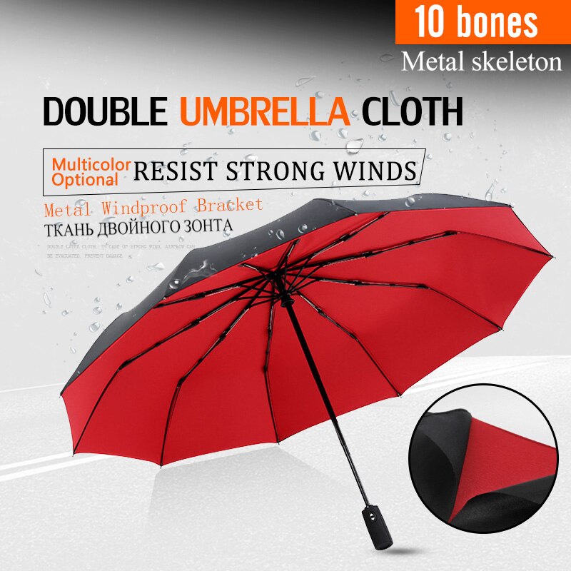 Double Layer Fully Automatic Wind Resistant Umbrella Rain Women 3Folding Business Luxury Big Umbrellas Men Parasol Paragua