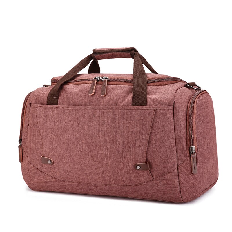 Retro Stijl Grote Capaciteit Canvas Business Travel Handtas Mannen Effen Kleur Vouwen Boarding Tas Grote Reistas: Brown