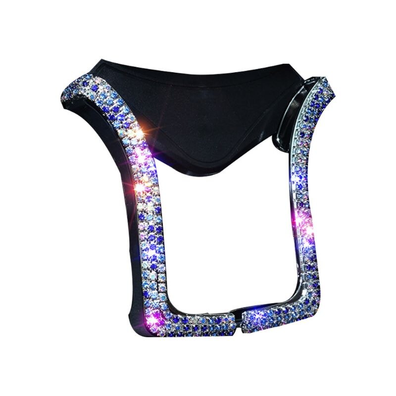 Universele Auto Air Vent Mount Clip U-Vorm Telefoon Houder Bracket Met Shiny Crystal Rhinestone Telescopische Gesp Interieur Decor: AB-Blue