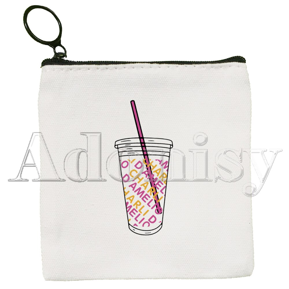 Ice Coffee Splatter Charli Damelio Korean Style Cartoon Printed Canvas Bag Canvas Simple and Fashionable Storage Bag: F